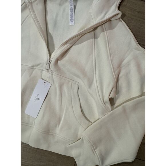 CRZ Yoga Half Zip Women's Scuba Hoodie Fleece Lined S Small Beige NWT Sweater - Picture 3 of 4